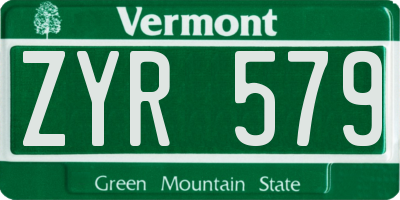 VT license plate ZYR579