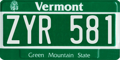VT license plate ZYR581