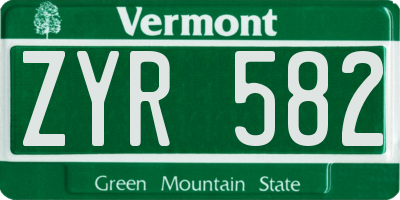 VT license plate ZYR582