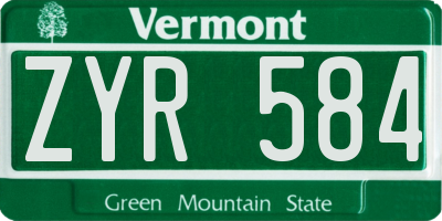 VT license plate ZYR584