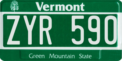 VT license plate ZYR590