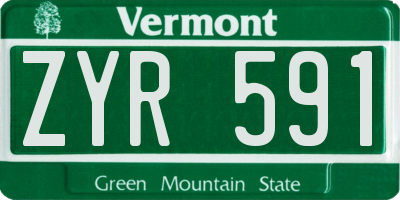 VT license plate ZYR591