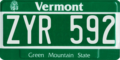 VT license plate ZYR592