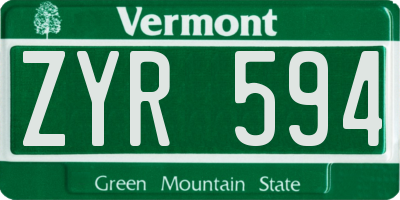 VT license plate ZYR594