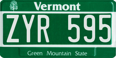 VT license plate ZYR595