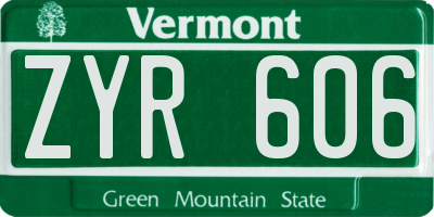 VT license plate ZYR606