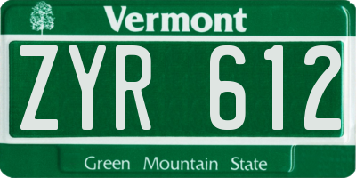 VT license plate ZYR612