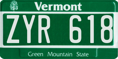 VT license plate ZYR618