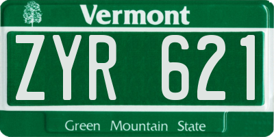 VT license plate ZYR621