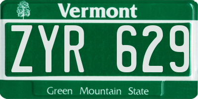 VT license plate ZYR629