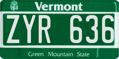 VT license plate ZYR636