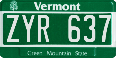 VT license plate ZYR637