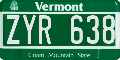 VT license plate ZYR638