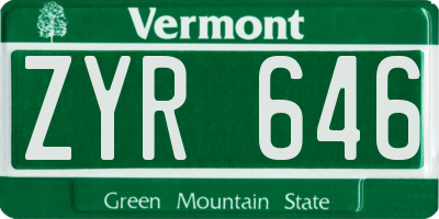 VT license plate ZYR646