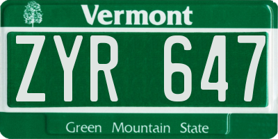 VT license plate ZYR647