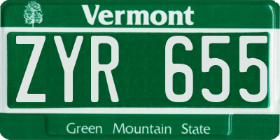 VT license plate ZYR655