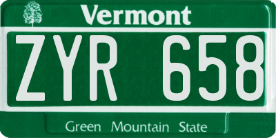 VT license plate ZYR658