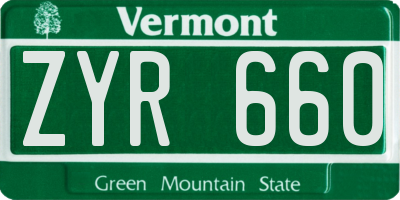 VT license plate ZYR660