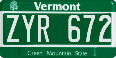 VT license plate ZYR672