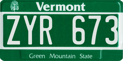 VT license plate ZYR673