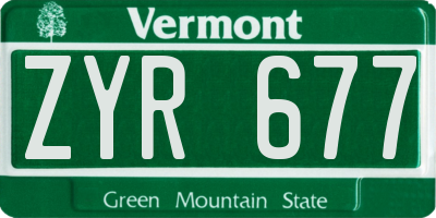 VT license plate ZYR677