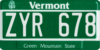 VT license plate ZYR678