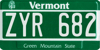VT license plate ZYR682