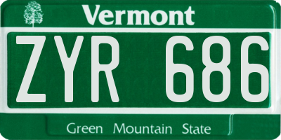 VT license plate ZYR686