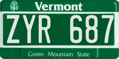 VT license plate ZYR687