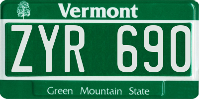 VT license plate ZYR690