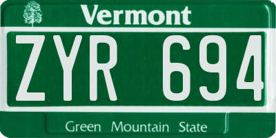 VT license plate ZYR694