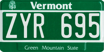 VT license plate ZYR695