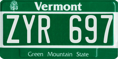 VT license plate ZYR697