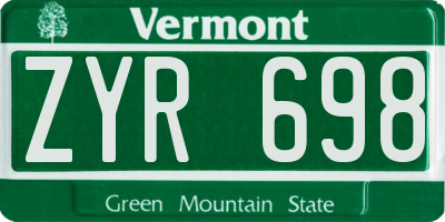 VT license plate ZYR698
