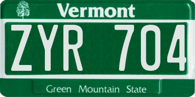 VT license plate ZYR704