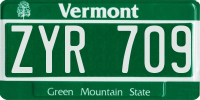 VT license plate ZYR709