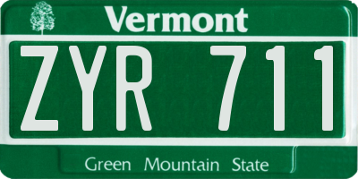 VT license plate ZYR711
