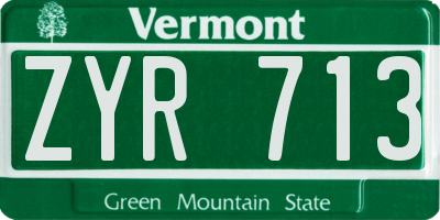VT license plate ZYR713