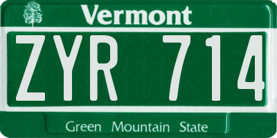 VT license plate ZYR714