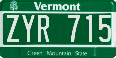 VT license plate ZYR715