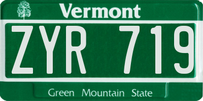 VT license plate ZYR719