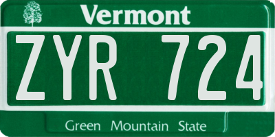 VT license plate ZYR724