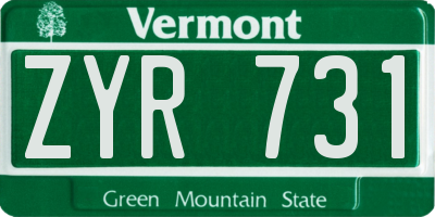 VT license plate ZYR731