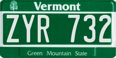 VT license plate ZYR732