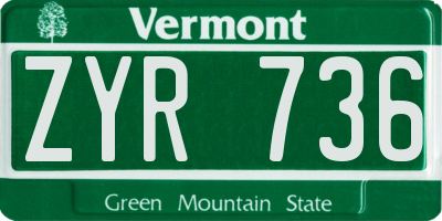 VT license plate ZYR736
