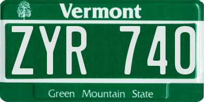 VT license plate ZYR740
