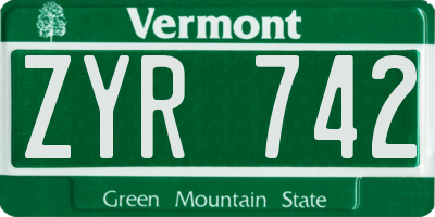 VT license plate ZYR742