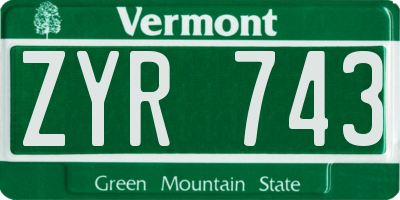 VT license plate ZYR743