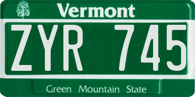 VT license plate ZYR745