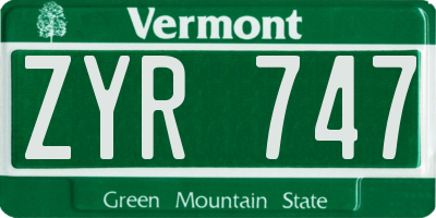 VT license plate ZYR747